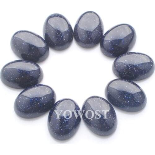 YOWOST Free shipping Natural Blue Sand Gem stone Oval Cabochon CAB No Hole Jewelry 13x18x6MM 20pcs/lot QU3010