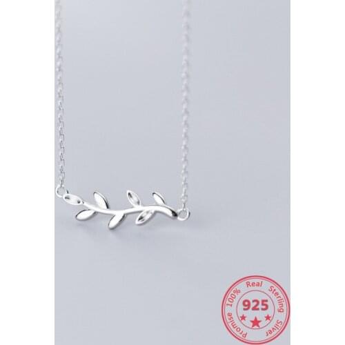 Korean Style Necklace S925 Sterling Silver Womens Fashion Fresh Glossy Forest Leaves Clavicle Chain Neck Accessories Jewelry