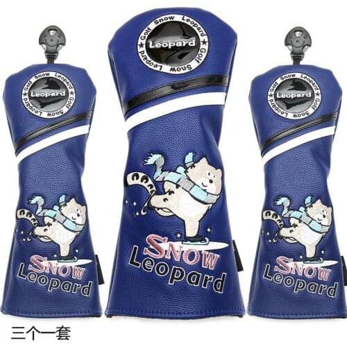 Snow Leopard Golf Driver Headcovers Sporting Goods PU Leather Golf Fairway Hybrids Woods Covers Free Shipping