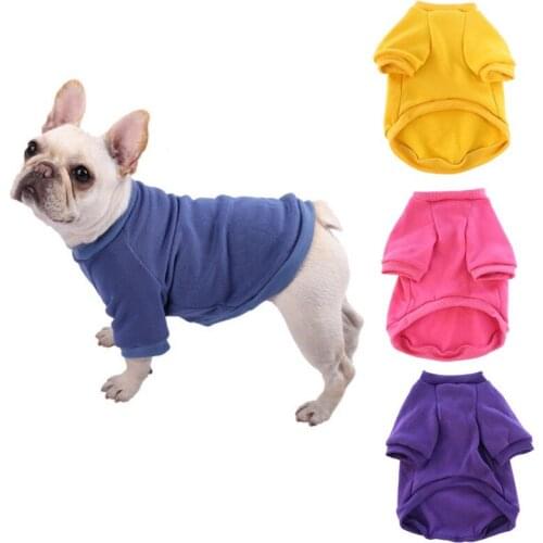 Winter Pet Dog Clothes For French Bulldog Dog Jacket Solid Color Dog Hoodie Warm Puppy Clothes Sweater Clothing For Cats