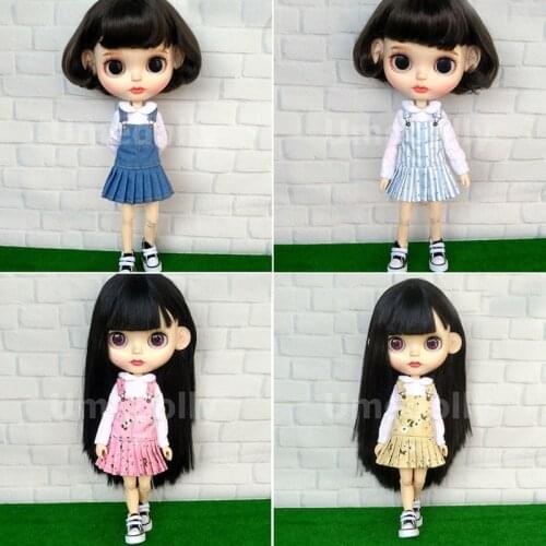 1PCS Lovely Shirts Top Strap Dress for Blyth, Barbies, Licca, Aonze, OB24, OB27, 1/6 BJD, Momoko Doll Clothes Accessories