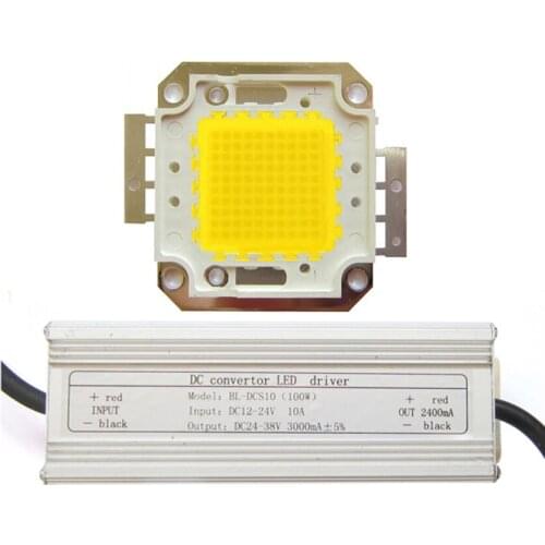 100W Warm White 3000~3500K SMD LED Light Bulb lamp Part With Waterproof DC 12~24V LED Driver