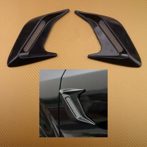 2pcs Black Car Hood Side Fender Air Vent Flow Intake Mesh Grille Cover Cap Decoration