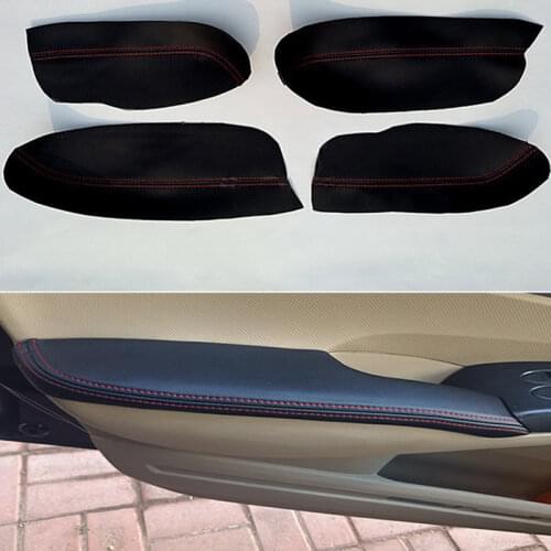 4pcs Fit For Honda Civic 8th 2006-2011 Door Armrest Black PU Leather Surface Shell Trim Cover Decorative Car-styling Accessories