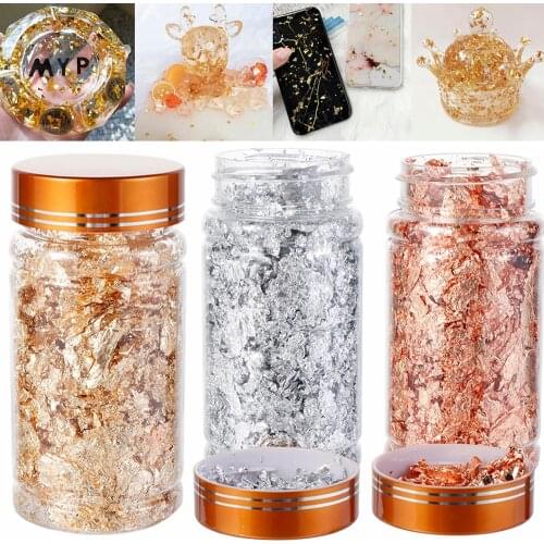 3/5/10g Shiny Gold Leaf Flake Resin Mold Fillings Art Decor Gold Foil Filling Materials Gilding Jewelry Handmade Decor Supplies