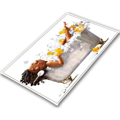 LB Woman Yellow Duck In The Bathtub Indoor Childrens Carpets Living Room Floor Cushion Kitchen Area Rugs Bathroom Non-Slip Mat