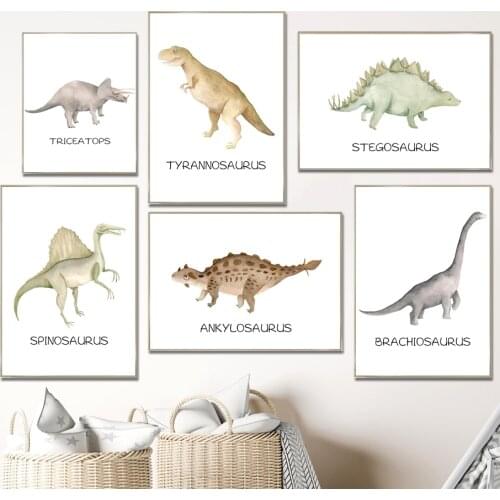 Jurassic Cute Dinosaur Prehistoric Animals Wall Art Canvas Painting Nordic Posters And Prints Wall Pictures Boy Kids Room Decor