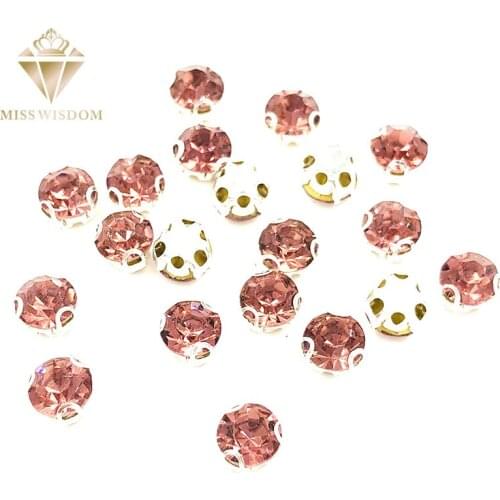 New Light purple round shape 3D claw rhinestone strass Glass Crystal sew on rhinestones High quality diy clothing accessories