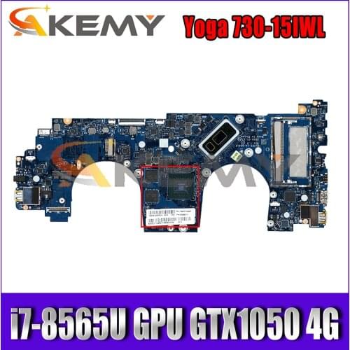 For Lenovo Yoga 730-15IWL portable motherboard LA-G541P with CPU i7-8565U GPU GTX1050 4G RAM 8G FRU 5B20T04908 Mainboard