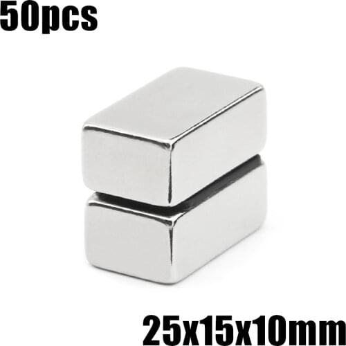 50pcs F25x15x10mm Super Powerful Strong Rare Earth Block NdFeB Magnet Neodymium N35 Magnets F25*15*10mm- Free Shipping