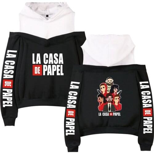 Classic Money Heist House Of Paper La Casa De Papel Hoodie Long Sleeve Girls Off Shoulder Pullover Womens Streetwear Clothing