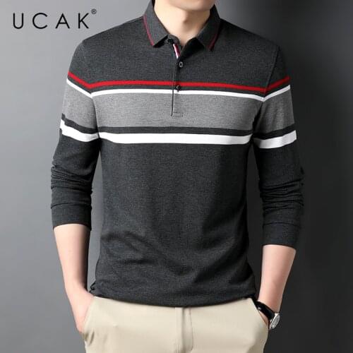 UCAK Brand Casual Pure Cotton Turn-down Collar T Shirt Men Clothes Autumn New Arrivals Streetwear Long Sleeve T-Shirts U5704