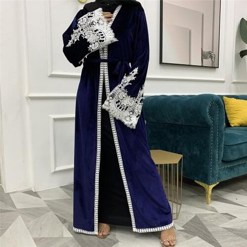 Velvet Abaya Dubai Kaftan Turkey Kimono Cardigan Hijab Muslim Dress American Islam Clothing Abayas For Women Musulman De Mode