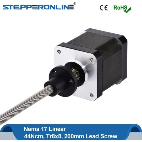 Tr8x8 Nema17 External Linear Stepper Motor 48mm Stack Nema 17 Linear Actuator 1.68A 4-lead with Lead Screw 200mm for 3D Printer