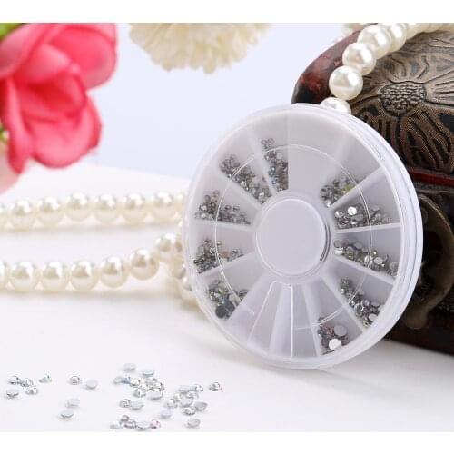 1 Wheel 5 Sizes White Multicolor Acrylic Nail Art Decoration Glitter Rhinestones Nail Art Decoration Rhinestones Art Nail Charms