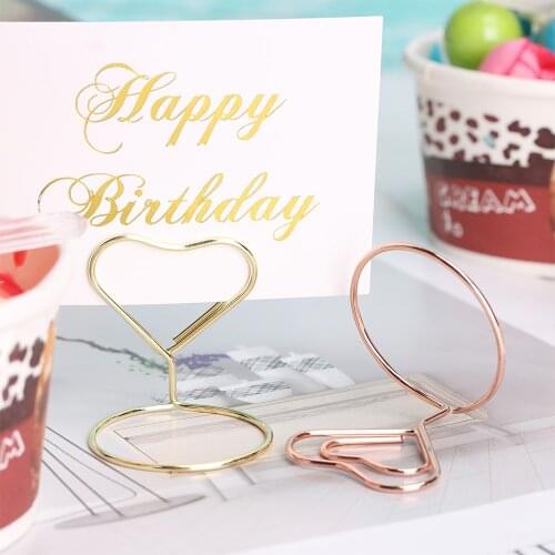 1Pc Romantic Metallic Place Card Party Cool Wedding Clamp Stand Photo Clip Frame Place Card Holder Table Number Stand Decoration
