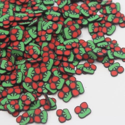 100g/Lot Cherry with Leaf Slices Polymer Clay Fruits Sprinkles Soft Pottery for Toys Decoration DIY Crafts Filler Accessories