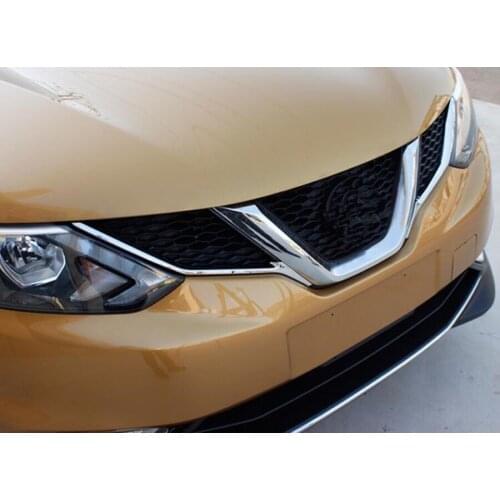 2Pcs/set Car Exterior Front Grille Mesh Strips Trim Cover Styling Sticker For Nissan Qashqai 2015 2016 2017 Chrome ABS