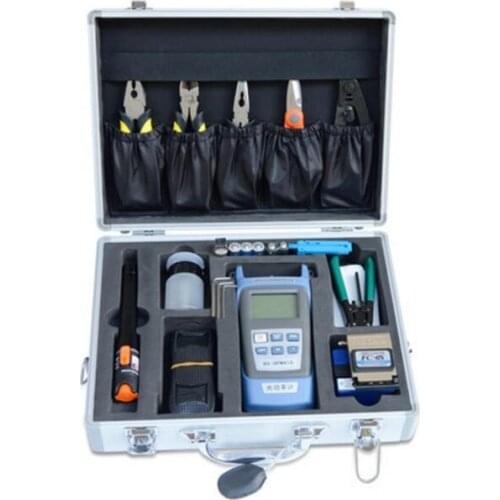 2019 hot sale 25 PCS FTTH fiber splice kit toolbox FC-6S Fiber Cleaver + FIber Optic Meter+10MW VFL Visual Fault Locator