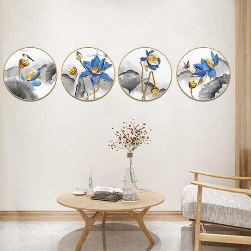 3D Stereo Lotus Wall Stickers Living Room Sofa TV Backdrop Wall Decoration Aesthetic Art Chinese Style Wallpaper Room Decor