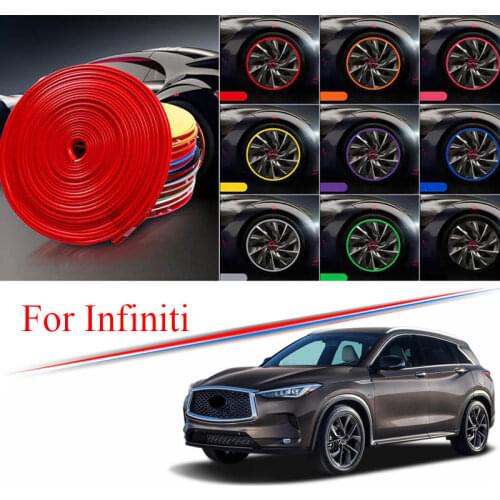 9 Colors Car Wheel Hub Rim for Infiniti Q50 Q60 QX30 QX60 QX80 ESQ EX FX Edge Protector Ring Tire Strip Guard Rubber Decals 8M