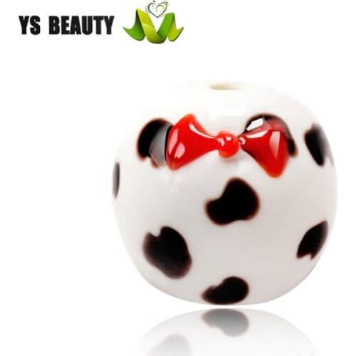 Hand - drawn bow-tie beads glazed flower petal loose beads home decoration pendant beads Japanese style pan hair hairpin