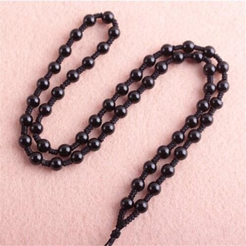 Black Handmade Glass Beads Rope String Necklace DIY for Jade Pendant