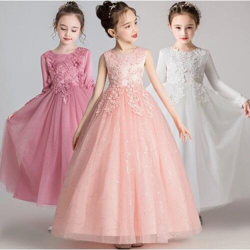 Girls'Campus Graduation Dance Party Long Dress Flower Girls Wedding Bridesmaids' Eucharist Party Length Bridesmaid Dress