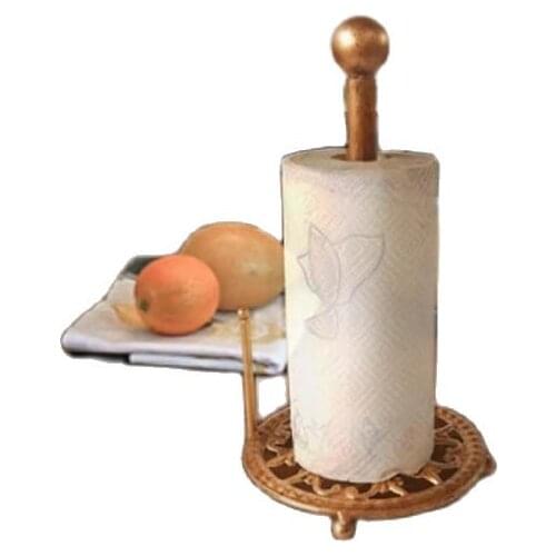 European Classical Pattern Retro Style Wrought Iron Desktop Paper Roll Holder Kitchen Paper Storage Rack Home Decorations