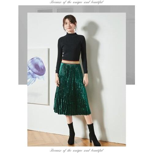 HOT SELLING Miyake Fashion unique pleated elastic waist velvet pleated skirt IN STOCK