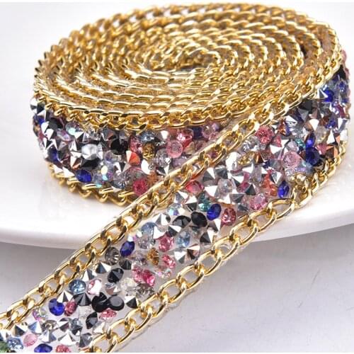 Hot Fix Rhinestone Crystal Trim Decor Belt Dress Shoes Bag DIY Chain Multicolor Shining Sewing Ribbon