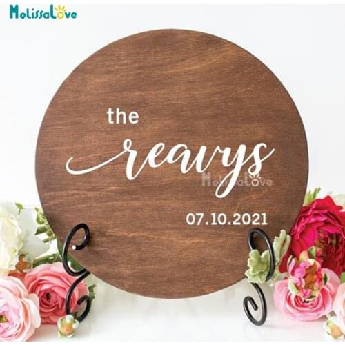 Personalized Wedding Party Decal Welcome Sign Custom Name Date Removable Vinyl Wooden Board Mirror Wall Sticker BD696