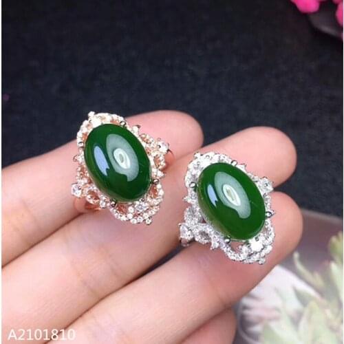 KJJEAXCMY fine jewelry 925 pure silver inlaid natural jade female ring support test