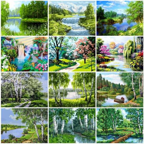 AZQSD Painting By Numbers Nature Landscape Frameless Wall Art Coloring by number DIY For Home Decoration Gift