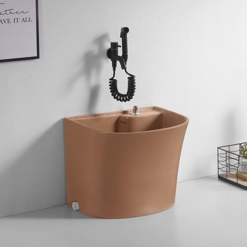 Ceramic mop pool Nordic Brown household balcony large and small mop basin toilet mop pool slot