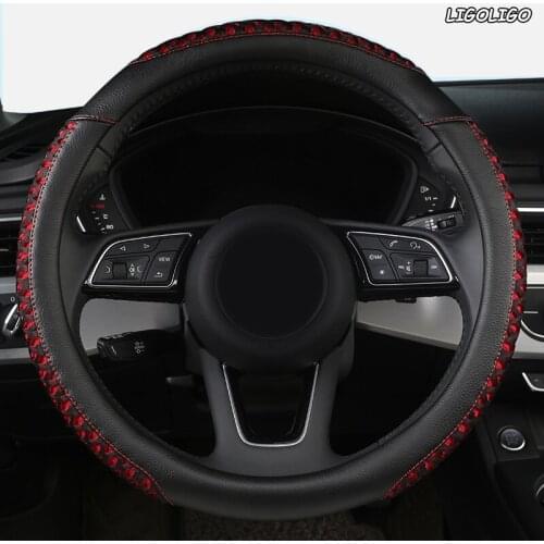 LIGOLIGO Leather Car Steering Wheel Cover For Hondas Civics CRV BRV Fit Jazz Accords City Freed Mobilio Stream