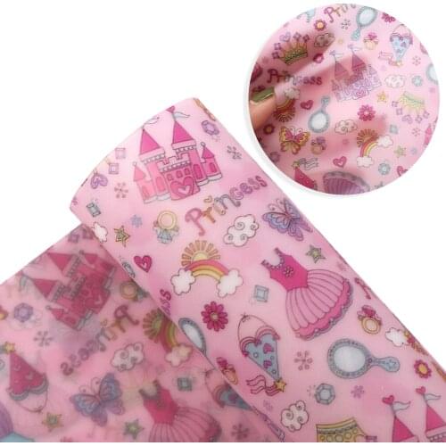 David accessories 20*33cm Flower Printed Jelly Synthetic Leather Sheets DIY Bow Bag Shoes Material Faux Leather Fabric,1Yc9848