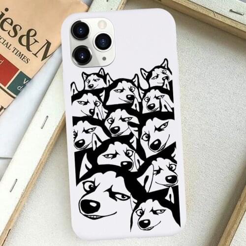 Cute Funny Siberian Husky Cartoon Phone Cases for iPhone 11 Pro X XS XR Max 7 8 6 6S Plus SE 2020 Soft Silicone Matte Back Cover