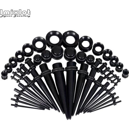 50pcs/lot Acrylic Ear Gauge Taper and Plug Stretching Kits Mixed Color Ear Flesh Tunnel Expansion Body Piercing Jewelry 14G-00G