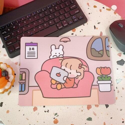 Cartoon Girl Mouse Pad Anti-student Notebook Pad Keyboard Cute Protection Pad Office Desktop Non-slip Waterproof Mouse Pad