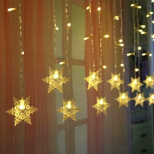 2021 New Christmas Decoration Curtain Snowflake LED String Lights Flashing Lights Curtain Light Waterproof Outdoor Party Lights