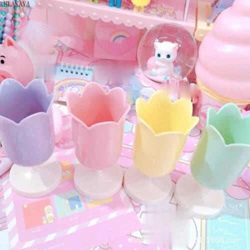 Candy Color Petal Shape Action Figure Plastic Pen Pencil Holder Students Desktop Storage Box Cosmetic Case Container Stationery