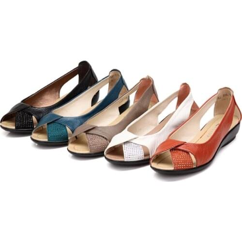 Summer Shoes Women Soft PU Leather Platform Sandals Open Toe Wedges Ladies Shoes Crystal Zapatos Mujer 2019