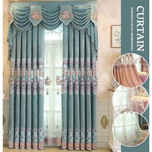 1*2.7Meter European Embroidery Curtain Chenille Embroidered Window Screen Lace Tulle Voile Window Panel Drape Living Room Decor