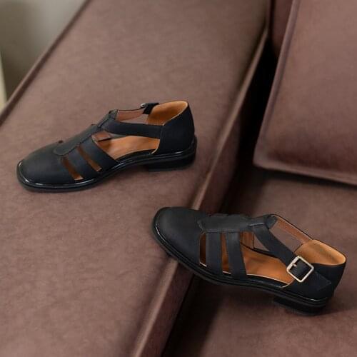 SKLFGXZY Hot Sell New Summer Women Sandals Genuine Leather Beach Leisure Shoes Roman Sandals 100% Cowhide