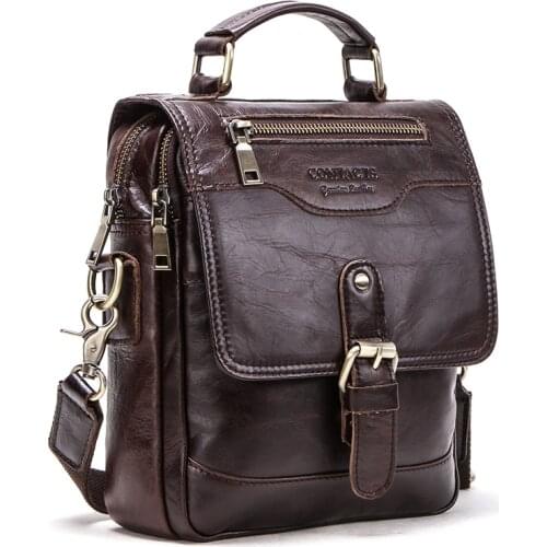Genuine Leather men Messenger Bags crossbody bags for men fashion man bag shoulder bag vintage sling bag zipper Metal