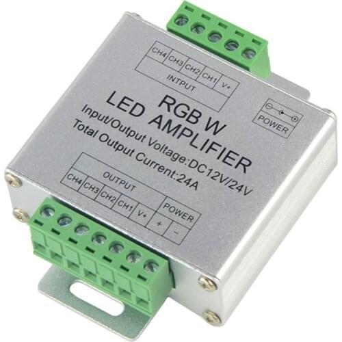 RGBW led Amplifier Controller 576W For RGBW Led Strip light DC12/ 24V 6A x 4 Channel Output