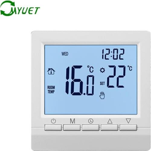Myuet Gas Boiler Heating Thermostat 1.5V Battery Powered LCD Display Weekly Programmable Temperature Controller