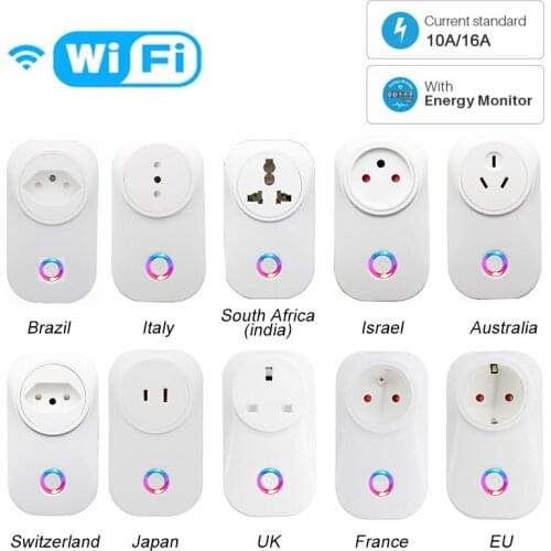 Tuya WIFI Plug Smart life Socket Outlet UK EU AU Brazil FR Israel IT Plug APP Remote Control Work For Alexa Google Assistant