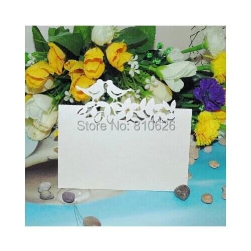 Sample Order 10pcs Laser cut Love Bird Weding Place Card on Table in Size15*12cm in Pearlescent White wedding decoration